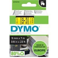 Dymo D1 S0720730 / 40918 Authentic Label Tape Self Adhesive Black Print on Yellow 9 mm x 7m