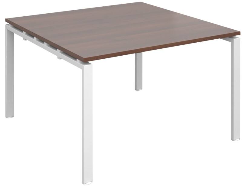 Dams International Square Boardroom Table with Walnut Coloured MFC & Aluminium Top and White Frame EBT1212-WH-W 1200 x 1200 x 725 mm