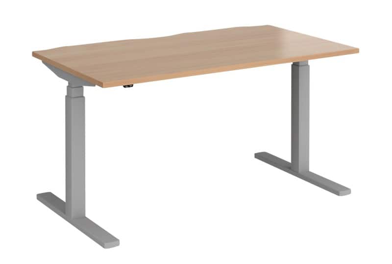Dams International Elev8 Touch Electronically Height Adjustable Sit Stand Desk Rectangular Beech Melamine Silver 4 Feet 1,400 x 800 x 675 mm