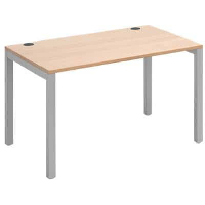 Rectangular Straight Single Desk with Beech Coloured Melamine & Steel Top and Silver Frame 4 Legs Connex 1200 x 800 x 725 mm