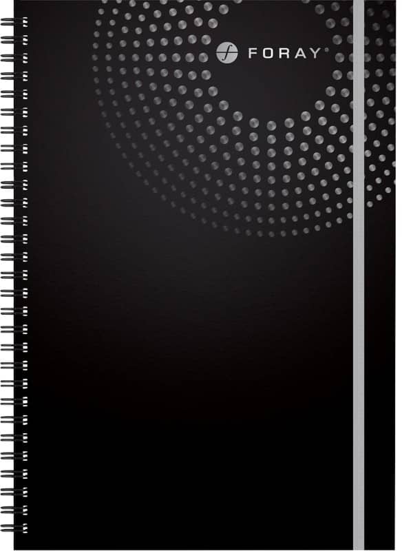 Foray Notebook Executive A4+ Ruled Spiral Bound PP (Polypropylene) Hardback Black Perforated 160 Pages 80 Sheets