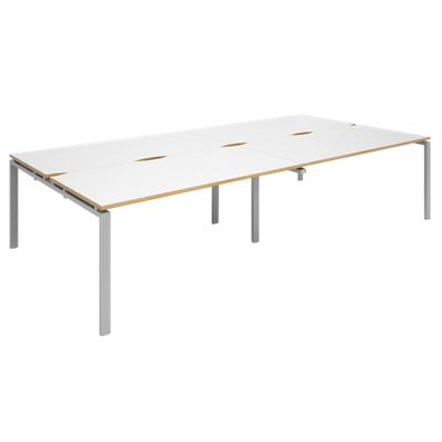 Dams International Rectangular Double Back to Back Desk with White Melamine Top and Silver Frame 4 Legs Adapt II 3200 x 1600 x 725mm