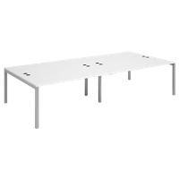 Dams International Rectangular Double Back to Back Desk with White Melamine Top and Silver Frame 4 Legs Connex 3200 x 1600 x 725mm