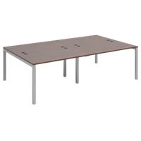 Dams International Rectangular Double Back to Back Desk with Walnut Melamine Top and Silver Frame 4 Legs Connex 2400 x 1600 x 725mm