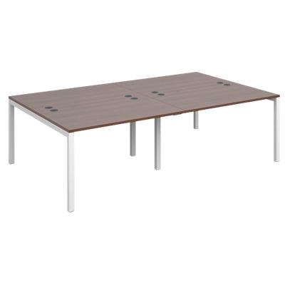 Dams International Rectangular Double Back to Back Desk with Walnut Melamine Top and White Frame 4 Legs Connex 2400 x 1600 x 725mm