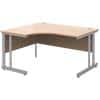 Corner Left Hand Design Ergonomic Desk with Beech Coloured MFC Top and Silver Frame Adjustable Legs Momento 1400 x 1200 x 725 mm