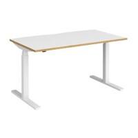 Dams International Elev8 Touch Electronically Height Adjustable Sit Stand Desk Rectangular Oak Melamine White 4 Feet 1,400 x 800 x 675 mm