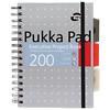 Pukka Pad Project Book Metallic Executive A5 Ruled Spiral Bound Cardboard Grey Perforated 200 Pages 100 Sheets Pack of 3