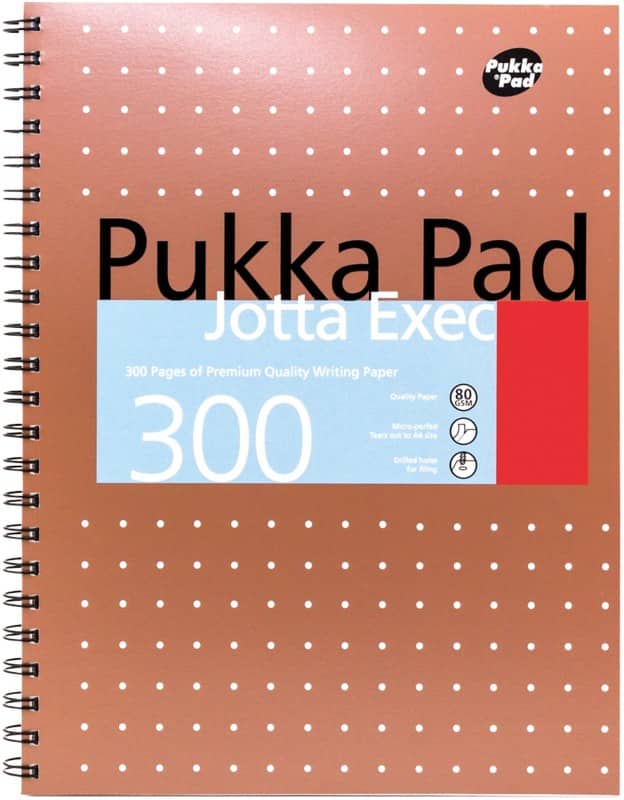 Pukka Pad Notebook Metallic Executive A4 Ruled Spiral Bound Cardboard Copper Perforated 300 Pages 150 Sheets Pack of 3