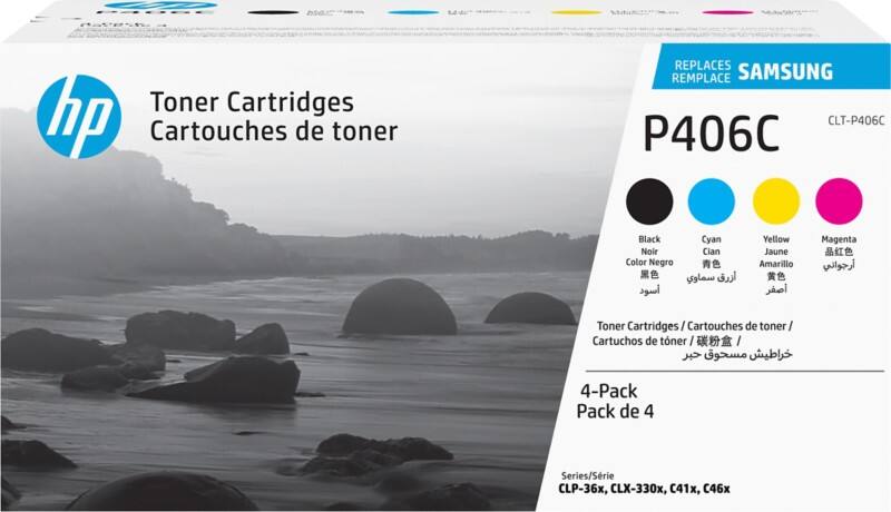 Samsung CLT-P406C Original Toner Cartridge Black, Cyan, Magenta, Yellow Pack of 4 Multipack