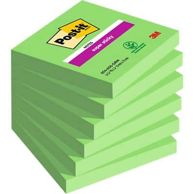 Post-it Super Sticky Notes 76 x 76 mm Evergreen Colour Square 6 Pads of 90 Sheets