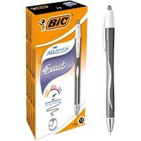 BIC Atlantis Exact Retractable Ballpoint Pen Grip Fine 0.3 mm Black Pack of 12