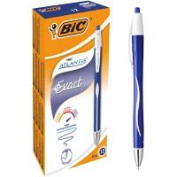 BIC Atlantis Exact Retractable Ballpoint Pen Grip Fine 0.3 mm Blue Pack of 12