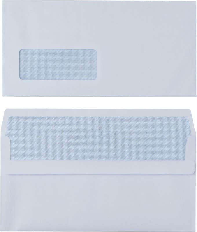Viking envelopes with window dl 220 (w) x 110 (h) mm self-adhesive self seal white 80 gsm pack of 1000