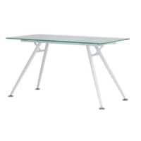 Alphason Rectangular Frosted Glass Desk with White Glass & Metal Top Springfield 1400 x 700 x 760mm