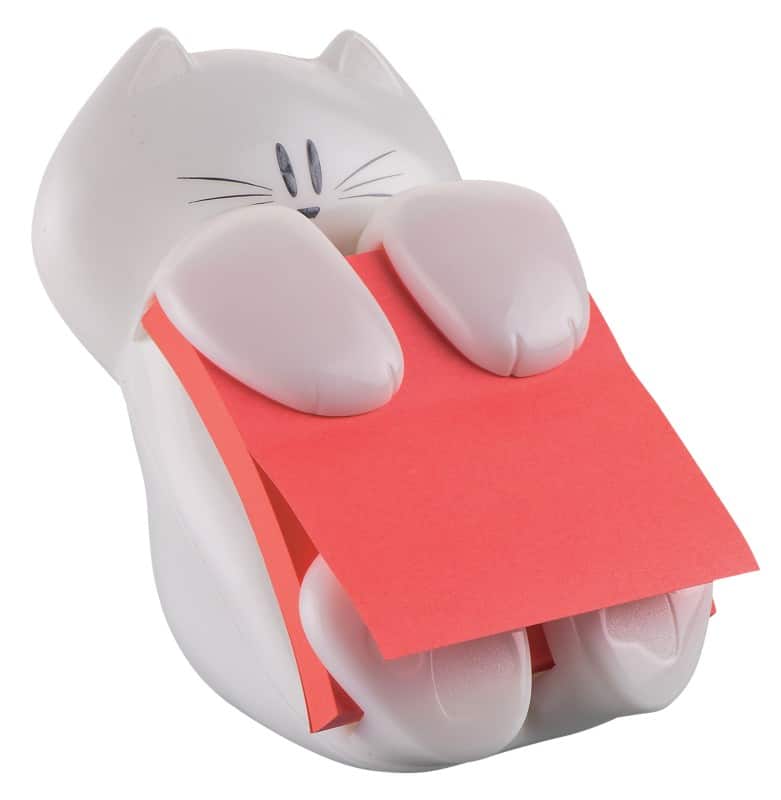 Post-it Z-Notes Cat Dispenser with Super Sticky Z-Notes Poppy 90 Sheets