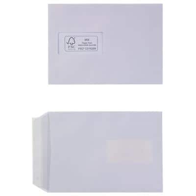 Office Depot Envelopes with Window C5 162 (W) x 229 (H) mm Adhesive Strip White 100 gsm Pack of 500