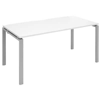 Rectangular Single Desk with White Melamine Top and Silver Frame 4 Legs Adapt II 1600 x 800 x 725mm