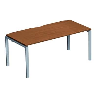 Rectangular Single Desk with Walnut Melamine Top and Silver Frame 4 Legs Adapt II 1600 x 800 x 725mm