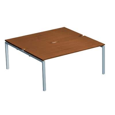 Rectangular Back to Back Desk with Walnut Melamine Top and Silver Frame 4 Legs Adapt II 1200 x 1600 x 725mm