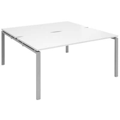 Rectangular Back to Back Desk with White Melamine Top and Silver Frame 4 Legs Adapt II 1600 x 1600 x 725mm