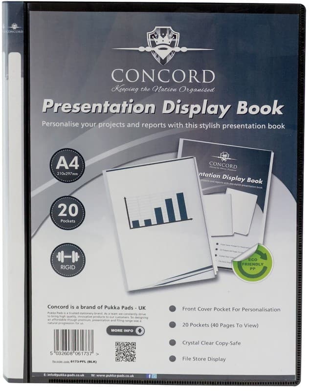 Pukka Pad Concord Presentation Display Book A4 Black 20 Pockets