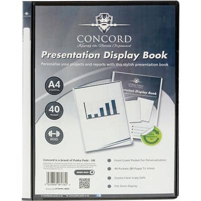 Pukka Pad Concord Presentation Display Book A4 PP Black 40 Pockets