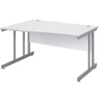 Freeform Left Hand Design Wave Desk with White MFC Top and Silver Frame Adjustable Legs Momento 1400 x 990 x 725 mm
