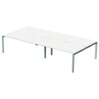 Dams International Rectangular Double Back to Back Desk with White Melamine Top and Silver Frame 4 Legs Adapt II 2400 x 1600 x 725 mm
