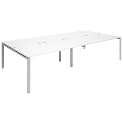 Dams International Rectangular Double Back to Back Desk with White Melamine Top and Silver Frame 4 Legs Adapt II 1600 x 1600 x 725mm
