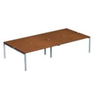 Dams International Rectangular Double Back to Back Desk with Walnut Melamine Top and Silver Frame 4 Legs Adapt II 1600 x 1600 x 725mm