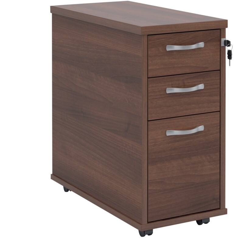 Dams International Mobile Pedestal 3 Drawers Lockable 300 x 600 x 630 mm Walnut