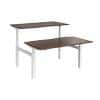 Elev8² Rectangular Sit Stand Back to Back Desk with Walnut Melamine Top and White Frame 4 Legs Touch 1400 x 1650 x 675 - 1300 mm