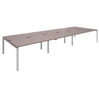 Dams International Rectangular Triple Back to Back Desk with Walnut Melamine Top and Silver Frame 4 Legs Adapt II 4800 x 1600 x 725mm