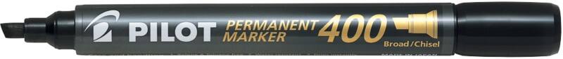 Pilot 400 Permanent Marker Broad Chisel  - 4 mm Black Non Refillable Pack of 12