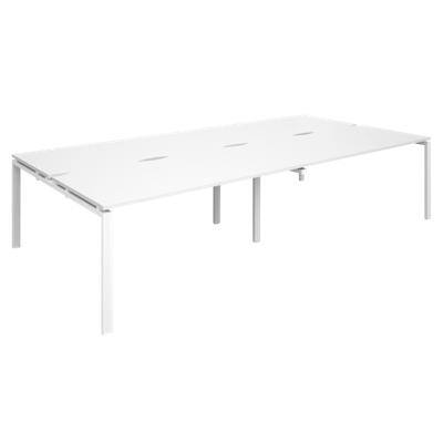 Dams International Rectangular Double Back to Back Desk with White Melamine Top and White Frame 4 Legs Adapt II 3200 x 1600 x 725 mm