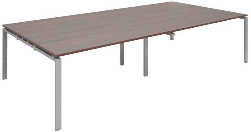 Dams International Rectangular Boardroom Table with Walnut Coloured MFC & Aluminium Top and Silver Frame EBT3216-S-W 3200 x 1600 x 725 mm