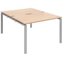 Dams International Rectangular Back to Back Desk with Beech Coloured Melamine Top and Silver Frame 4 Legs Adapt II 1200 x 1600 x 725mm