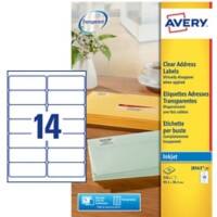 Avery J8563-25 Address Labels Self Adhesive 99.1 x 38.1 mm Clear 25 Sheets of 14 Labels