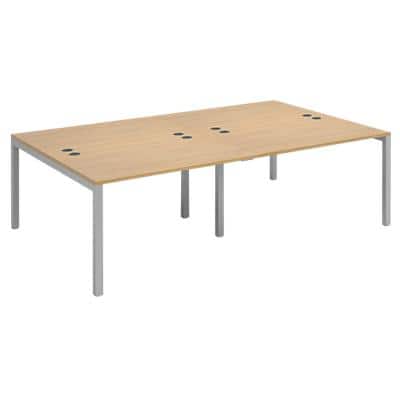 Dams International Rectangular Double Back to Back Desk with Oak Coloured Melamine Top and Silver Frame 4 Legs Connex 2400 x 1600 x 725mm