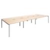 Dams International Rectangular Triple Back to Back Desk with Beech Coloured Melamine Top and Silver Frame 4 Legs Adapt II 4200 x 1600 x 725mm