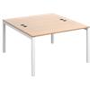 Rectangular Back to Back Desk with Beech Coloured Melamine & Steel Top and White Frame 4 Legs Connex 1200 x 1600 x 725 mm