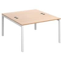 Rectangular Back to Back Desk with Beech Coloured Melamine & Steel Top and White Frame 4 Legs Connex 1200 x 1600 x 725 mm