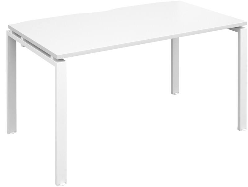 Dams International Rectangular Single Desk with White Melamine Top and White Frame 4 Legs Adapt II 1400 x 800 x 725 mm