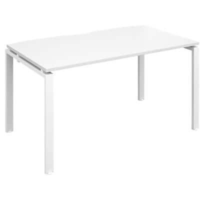 Dams International Rectangular Single Desk with White Melamine Top and White Frame 4 Legs Adapt II 1400 x 800 x 725 mm