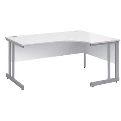 Corner Right Hand Design Ergonomic Desk with White MFC Top and Silver Frame Adjustable Legs Momento 1600 x 1200 x 725 mm