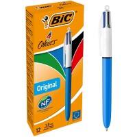 BIC 4 Colours retractable Ballpoint Pen Multicolour 0.4 mm Medium Ballpoint Refillable Pack of 12