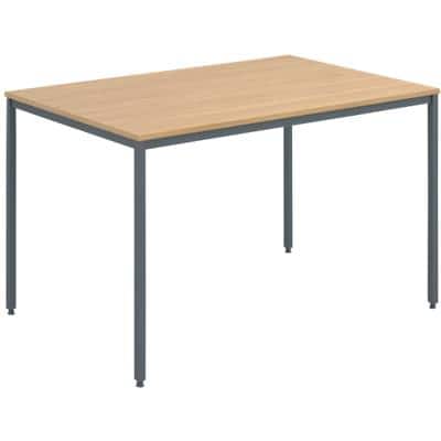Dams International Rectangular Meeting Room Table with Oak Coloured MFC Top and Graphite Frame Flexi 1200 x 800 x 725mm