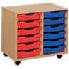 Storage Unit with 12 Trays MSU2/12 BL 700 x 495 x 650mm Beech & Blue