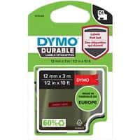 Dymo D1 1978366 Authentic Durable Label Tape Self Adhesive White Print on Red 12 mm x 3m
